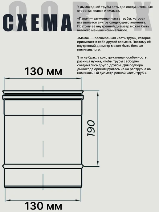 Corax Дымоход (430 0,5 мм) 0,25M Ф130, вариант, фото 2