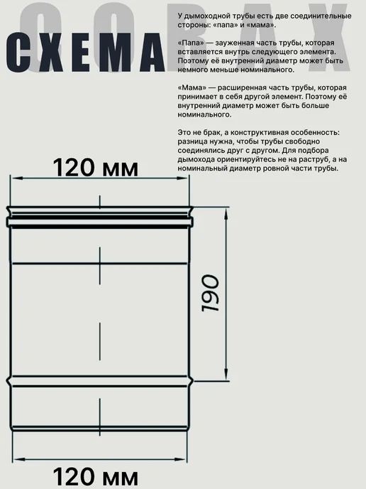Corax Дымоход (430 0,5 мм) 0,5M Ф120, 0 5 0 25M, фото 2