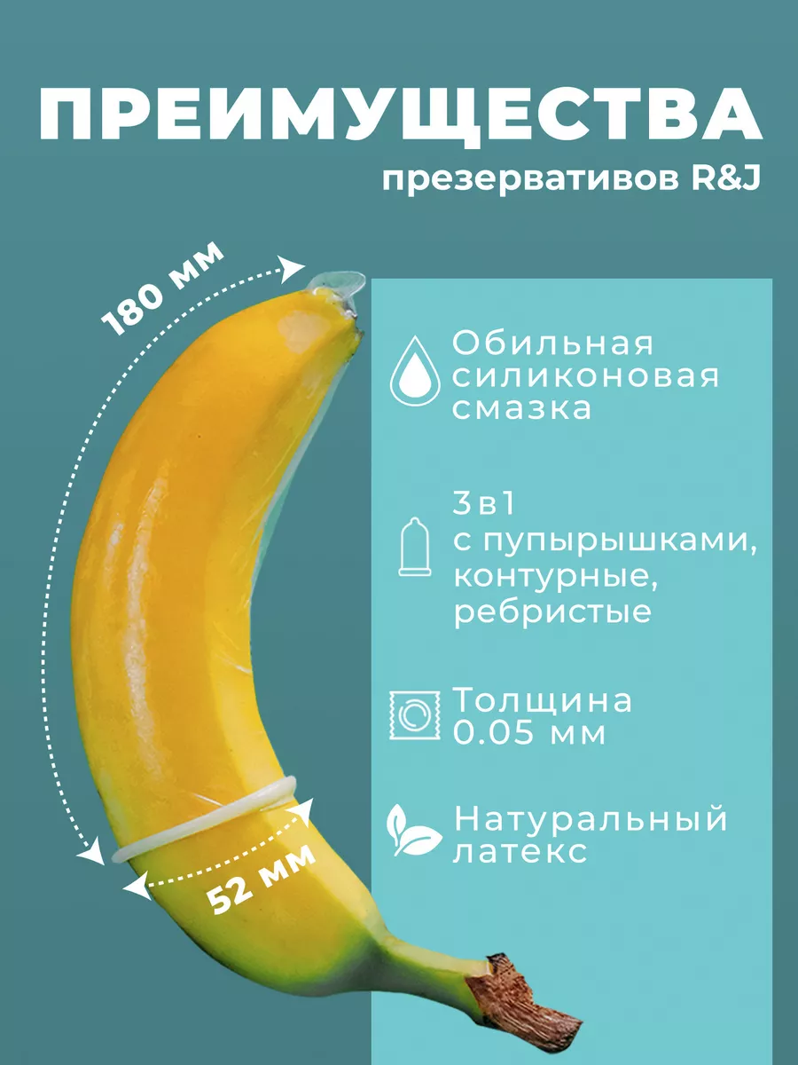 R and J Презервативы ребристые, контурные с пупырышками, 36 шт