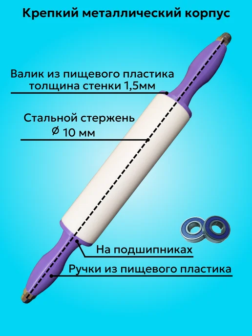 профскалка Скалка для теста длинная большая, белый, фото 2