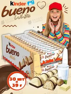 Вафли Kinder Bueno White 30 штук по 39г KINDER 114590804 купить за 2 610 ₽ в интернет-магазине Wildberries