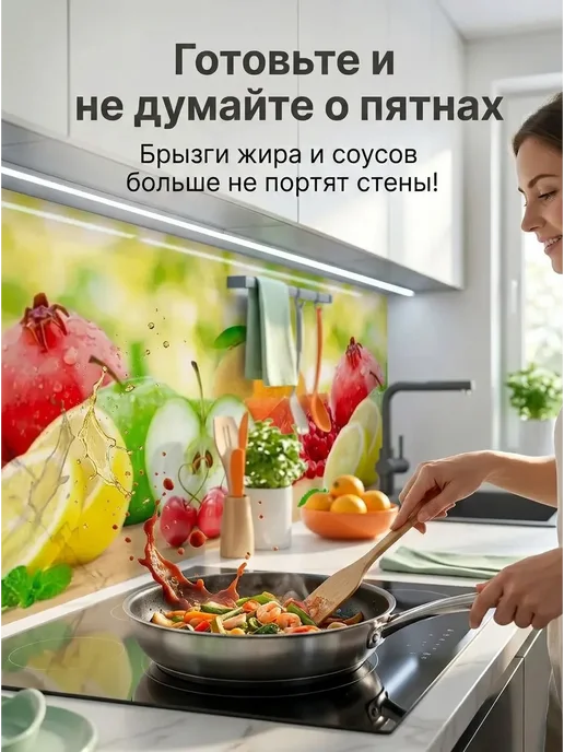 ГРИН Торговый Дом Фартук кухонный панель на стену влагостойкая ПВХ 1000х600мм, зеленый, фото 3