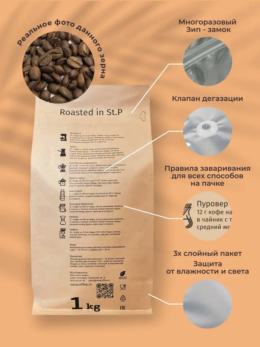 Зерновой Кофе в зернах 1 кг для кофемашин Арабика Перу Neva Coffee Roasters  114881561 купить за 1 935 ₽ в интернет-магазине Wildberries