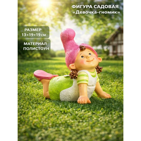 Садовая фигура «Девочка-гномик»
