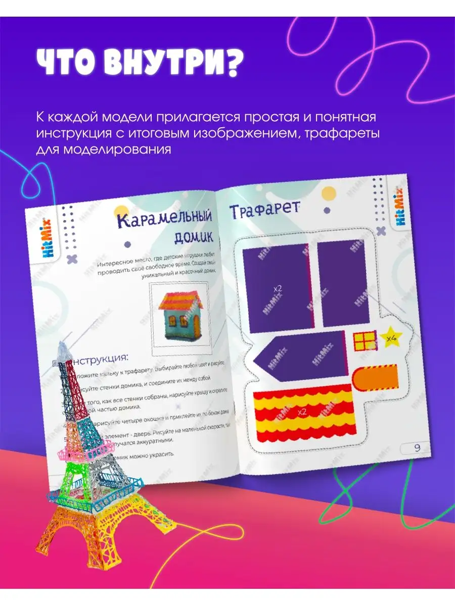 Трафареты для 3д ручки книга HitMix 114936216 купить за 140 ₽ в  интернет-магазине Wildberries