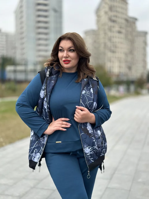 PreWoman Жилетка безрукавка утепленная больших размеров, голубой, фото 7