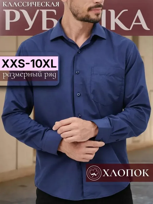 AMTER Рубашка с длинным рукавом классическая синяя, синий