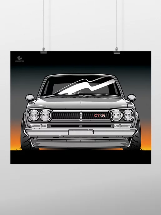 Art Beam Store Постер 40x50 см, JDM, Nissan Skyline GTR C10, gray