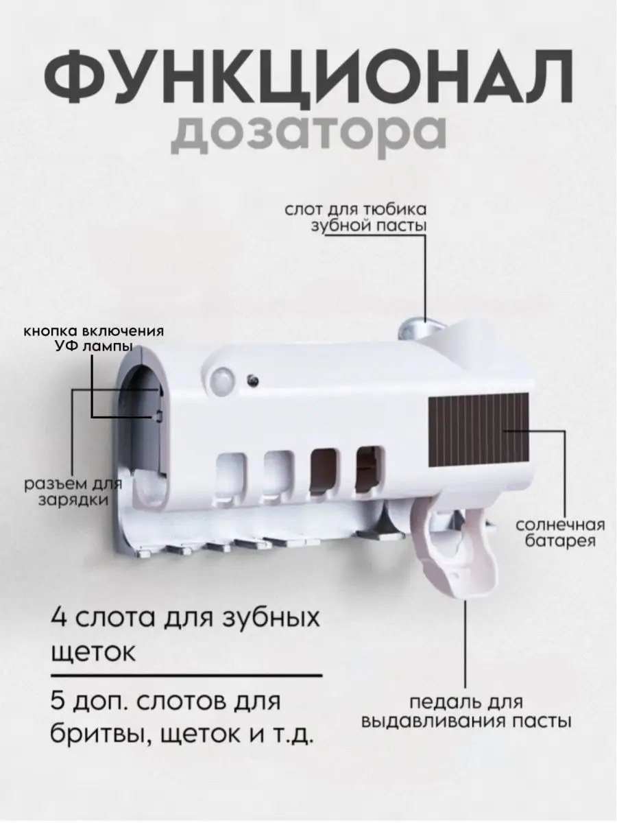 Держатель для зубных щеток стерилизатор ультрафиолетовый КА-Дом 114999595  купить за 350 ₽ в интернет-магазине Wildberries