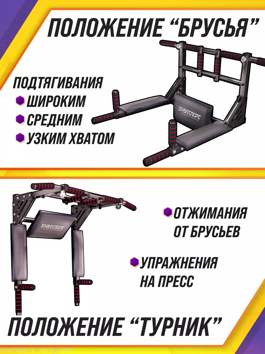 Турник настенный 3 в 1 мультихват POWER брусья пресс 3в1 Уралспорт МК  115079890 купить за 3 775 ₽ в интернет-магазине Wildberries