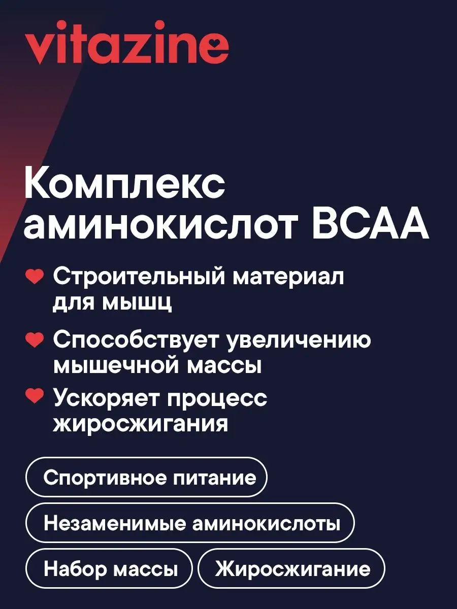 BCAA порошок комплекс аминокислот 2:1:1 БЦАА Vitazine 115221771 купить за  512 ₽ в интернет-магазине Wildberries