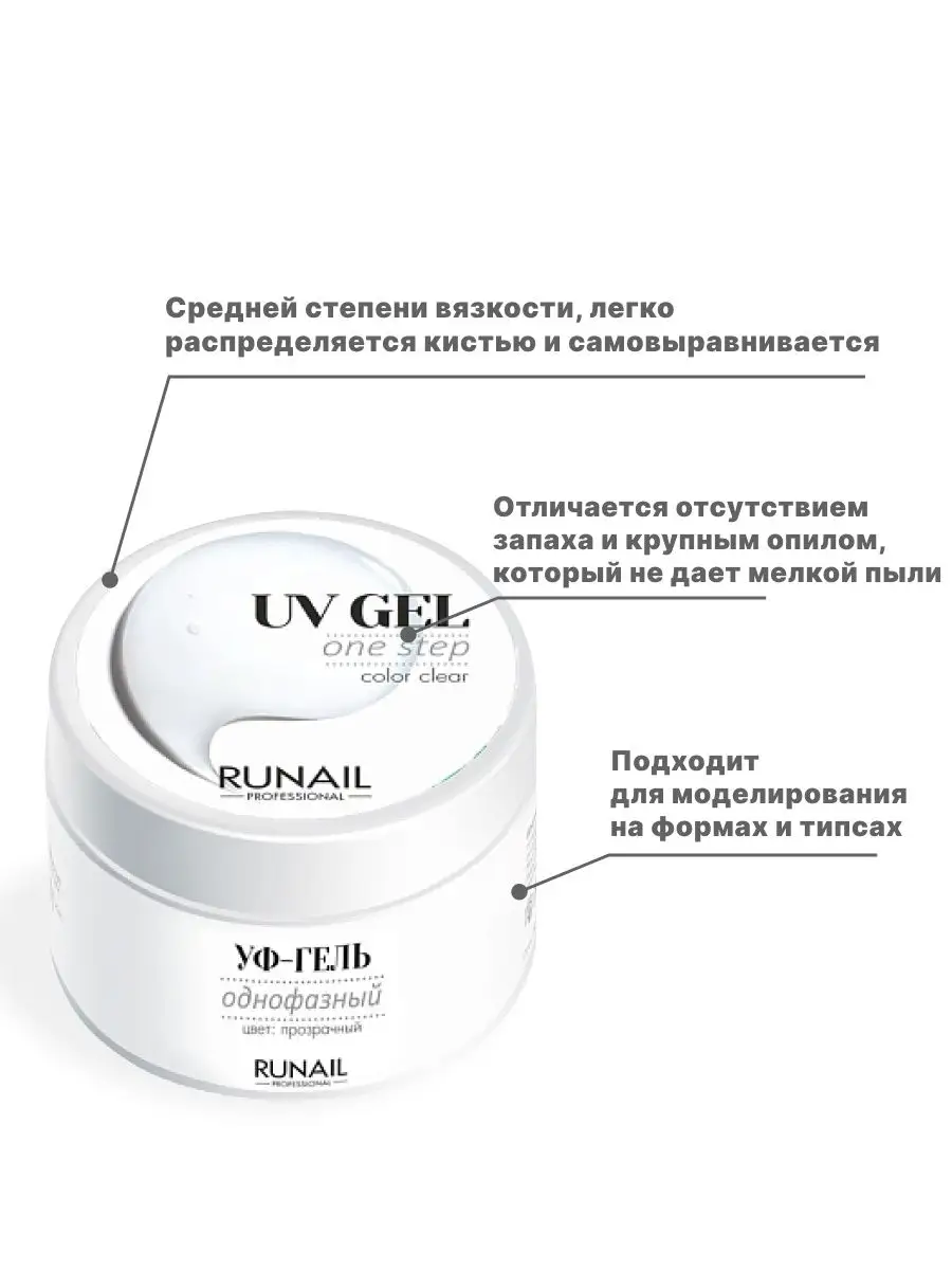 RuNail Professional Гель для наращивания Прозрачный 15г №3443