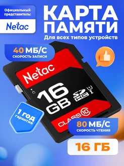 Карта памяти SD 16GB P600 Class10 U1 80 Mbs NETAC 115486134 купить за 460 ₽ в интернет-магазине Wildberries