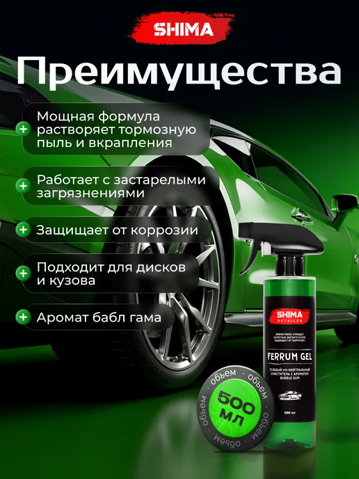 SHIMA Очиститель дисков и кузова авто FERRUM GEL BUBLE GUM 500мл, 500 мл, фото 2