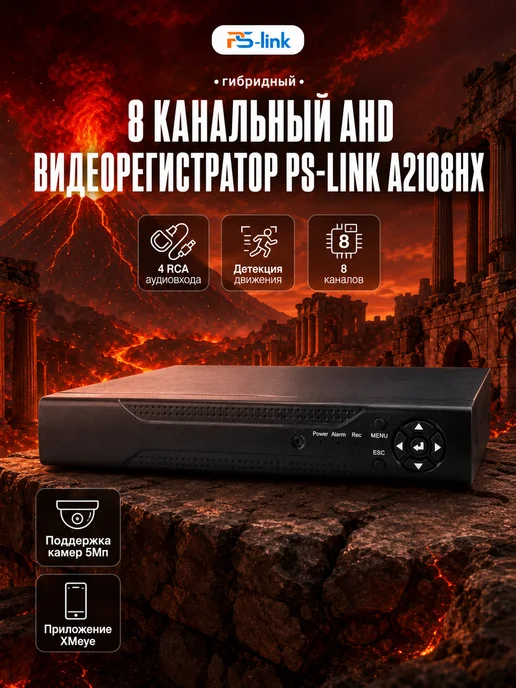 Ps-Link 8 канальный AHD видеорегистратор A2108HX, вариант