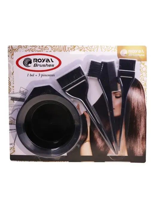 Royal rose Набор для окраски волос, миска и три кисти, черный, фото 3