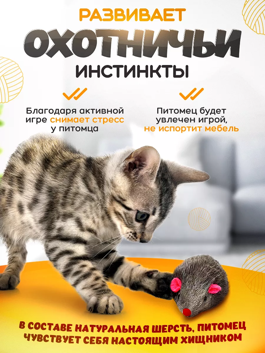 Игрушки для кошек мышки-погремушки с мятой 101 питомец 116288862 купить за  108 ₽ в интернет-магазине Wildberries