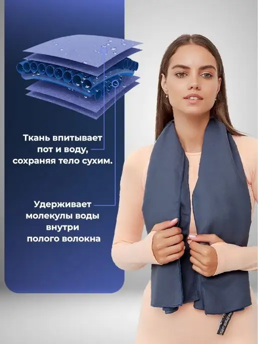 OCEAS Полотенце спортивное из микрофибры 120х50 см без чехла, 120x50 см, фото 3