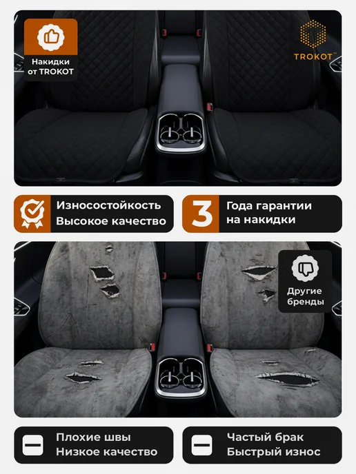 ТРОКОТ Чехлы на сиденья в автомобиль универсальные, черный, фото 5