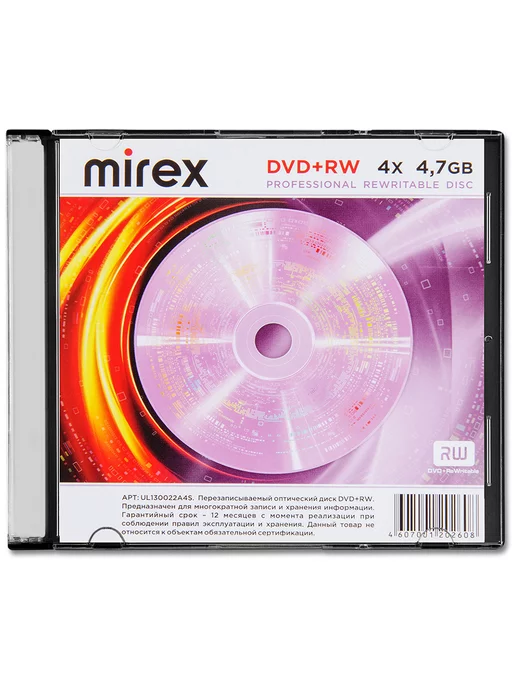 Mirex Диск DVD+RW 4,7Gb 4x, slim box, 4,7 ГБ, фото 2