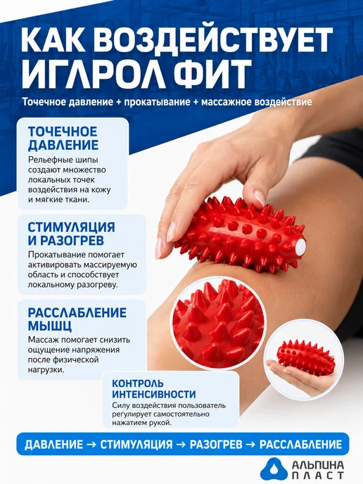 Альпина Пласт Массажёр медицинский ИГЛРОЛ фит, красный, фото 3