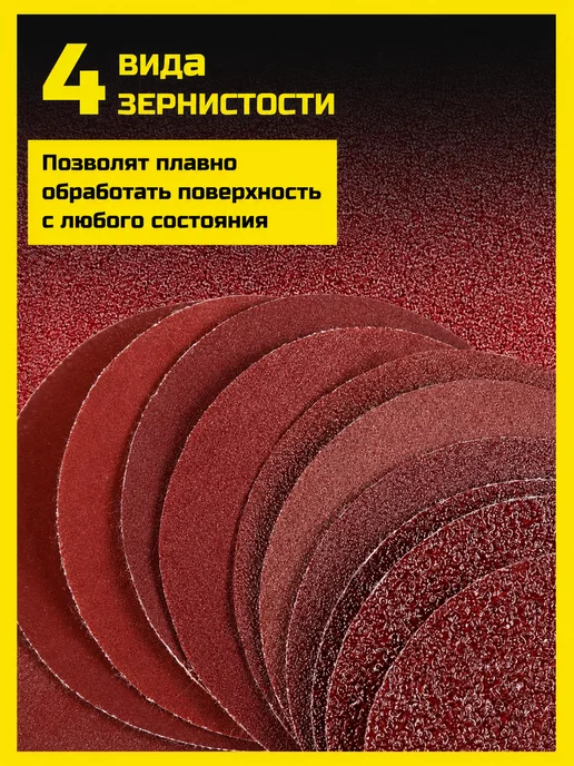 Reli Ware Tools Насадка шлифовальная на липучке 125мм и наждачные круги 40шт, 40 шт, фото 3