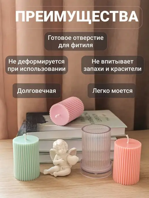 IMBERRY Форма для свечей пластиковая молд цилиндр, вариант, фото 4