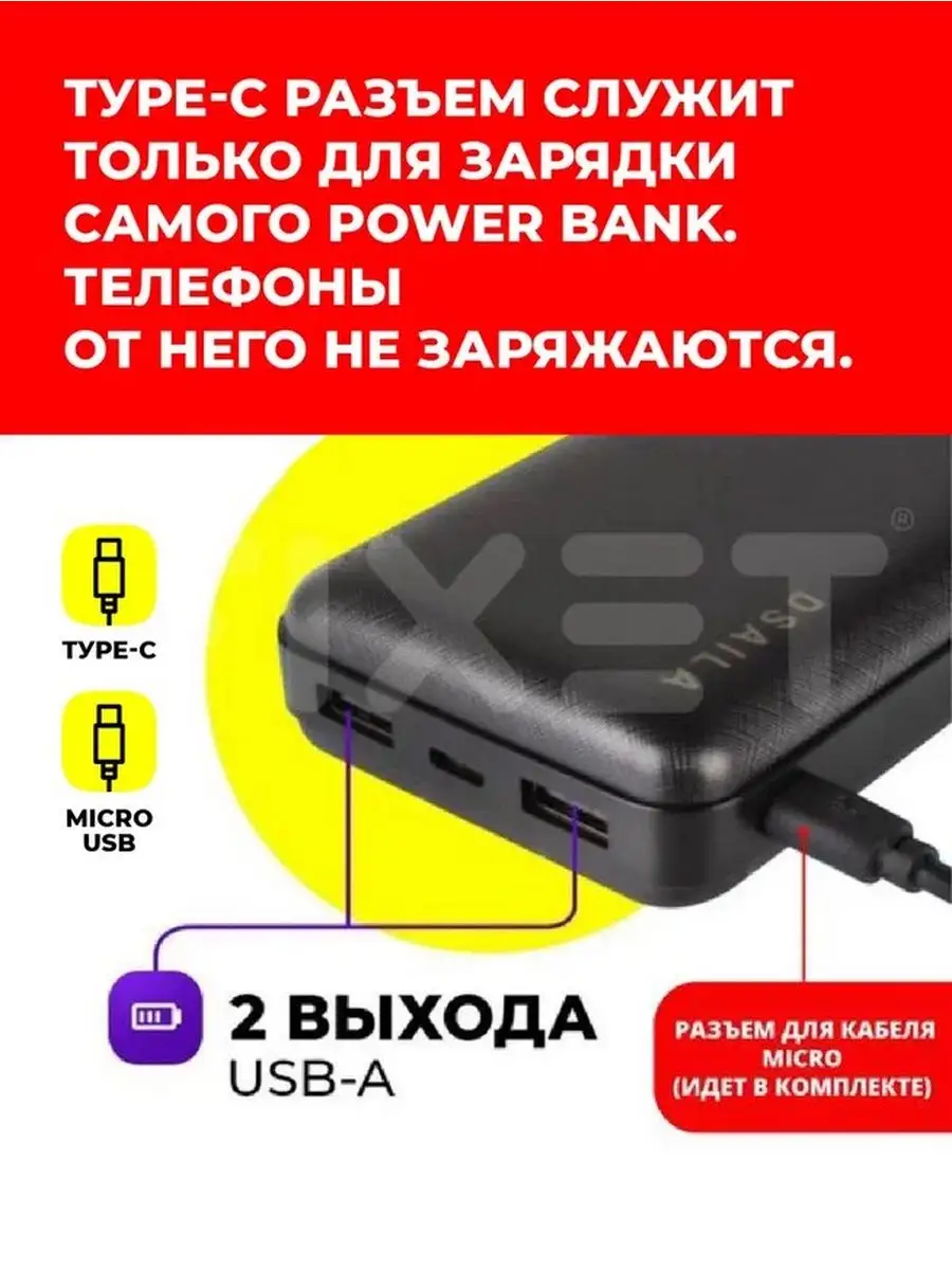 Повербанк 20000mah пауэрбанк power bank Fixet 116519027 купить за 700 ₽ в  интернет-магазине Wildberries