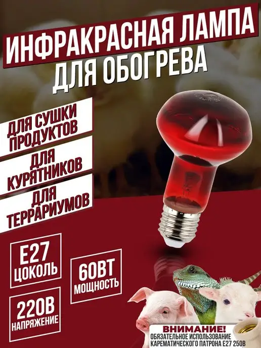 wikiLAB Инфракрасная лампа для курятника, для обогрева брудера, вариант