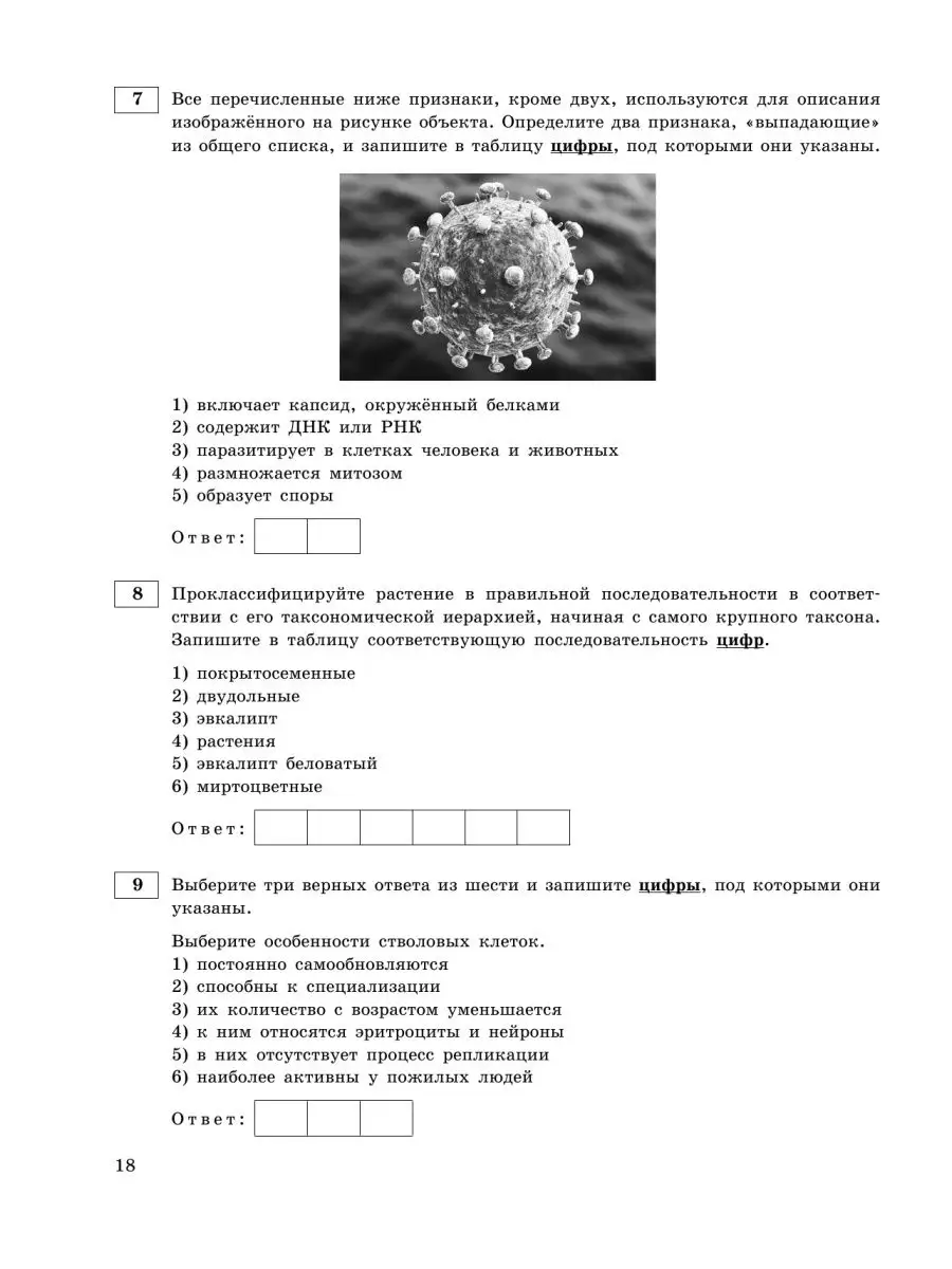 Пример домашней работы по биологии