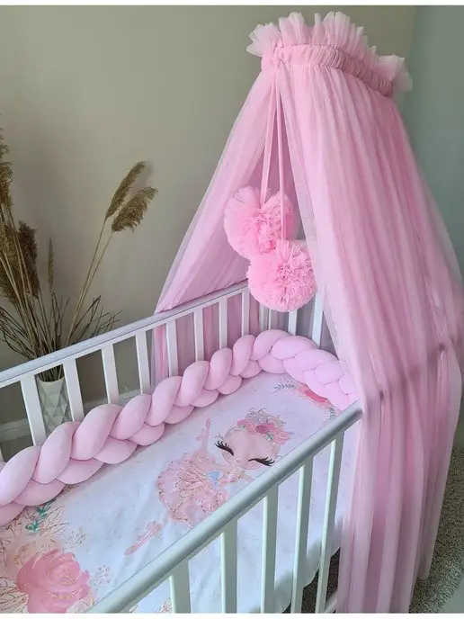 Indi Princess Балдахин на кроватку для новорожденного с помпонами, вариант, фото 5