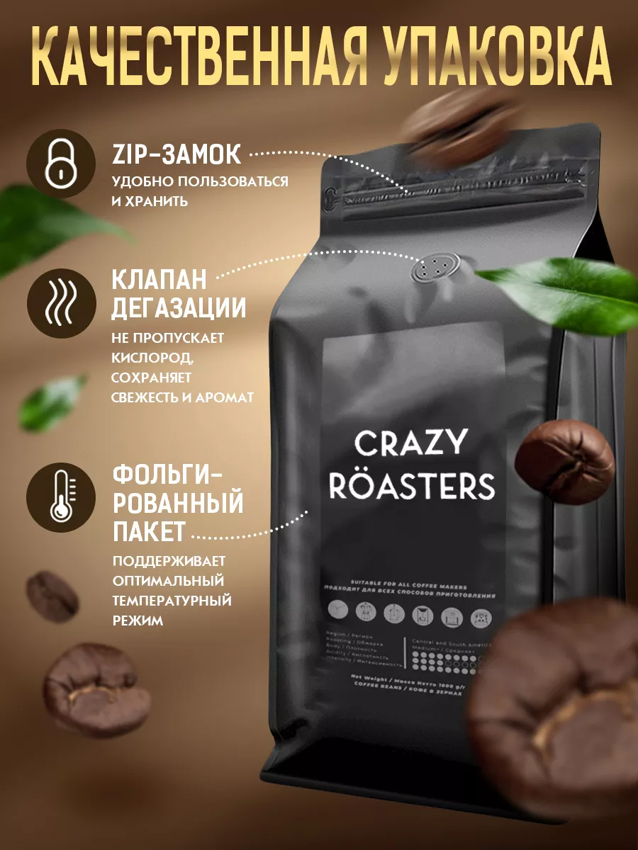 CRAZY ROASTERS Кофе в зернах BRAZIL MOGIANA, 1 кг