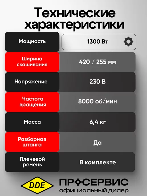 DDE Триммер садовый электрический для травы ET1300R, вариант, фото 8