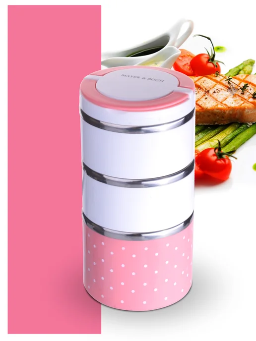 Ланч-бокс контейнер для еды нержавеющая сталь 3 секции - фото 8