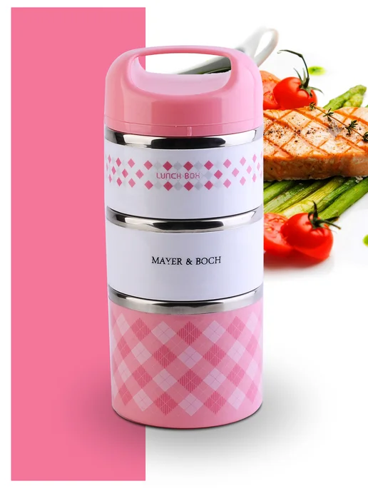 Ланч-бокс контейнер для еды нержавеющая сталь 3 секции - фото 11