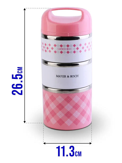 Ланч-бокс контейнер для еды нержавеющая сталь 3 секции - фото 2