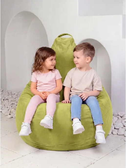 Goodpoof Кресло мешок Велюр Груша XXXXXL Салатовый, зеленый, фото 7