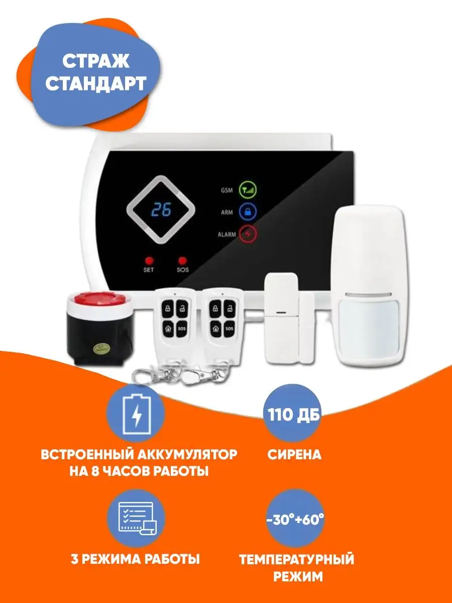 Комплект GSM видео сигнализации Страж Стандарт +Wifi камера PS-link  116831127 купить за 8 784 ₽ в интернет-магазине Wildberries