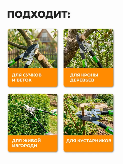 Центро Сучкорез контактный с телескопическими рукоятками 0208, черный, фото 2