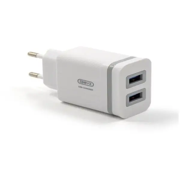 Сетевое зарядное устройство 2 USB, кабель microUSB, 1 м