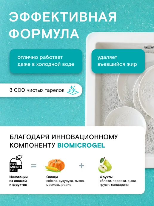 Wonder Lab Средство для мытья посуды 1л с дозатором гель, 1 л, фото 2